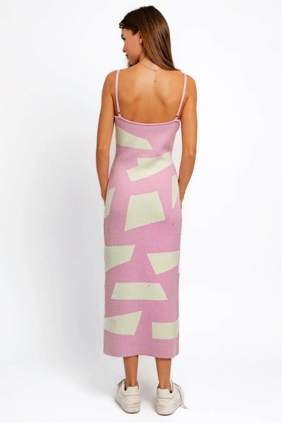 Abstract Printed Sweater Comfy Maxi Dress - Tasha Apparel Wholesale