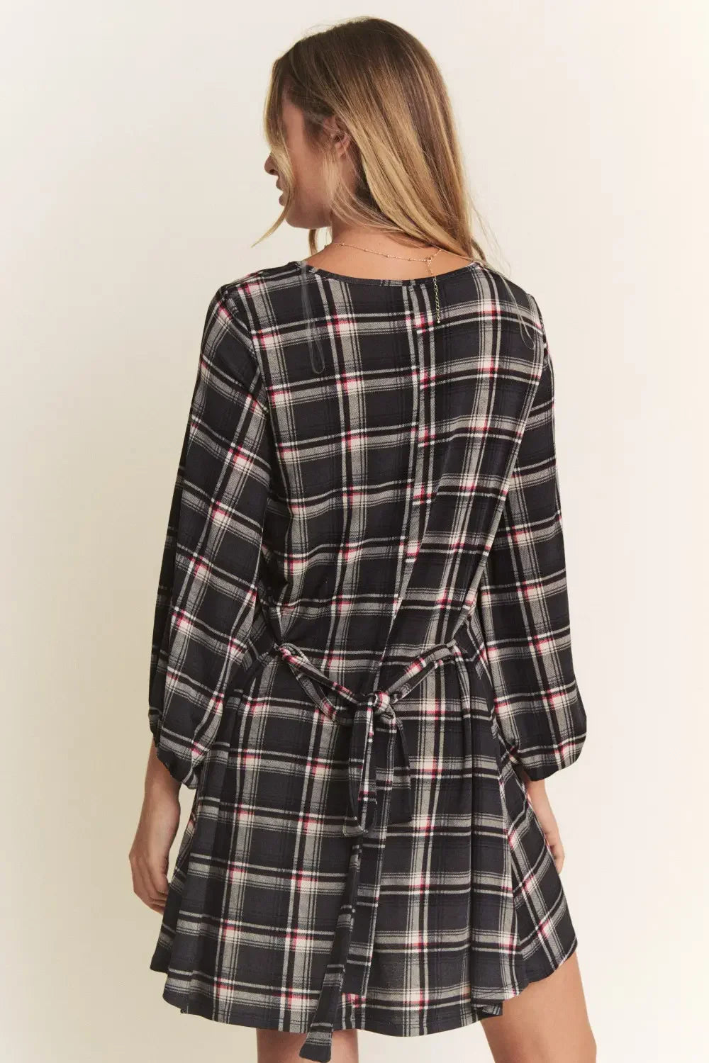 Plus Size Western Plaid Balloon Sleeves Boutique Fall Fashion Dress Plus Size Western Plaid Balloon Sleeves Boutique Fall Fashion Dress