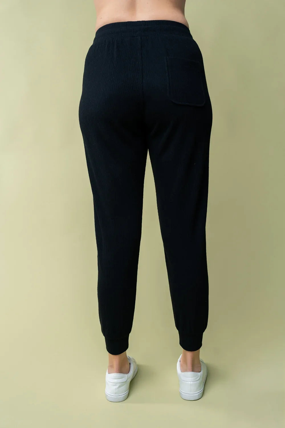 Ribbed Knit with Pockets Elastic Waist Tapered Leg Loungewear Jogger Pants