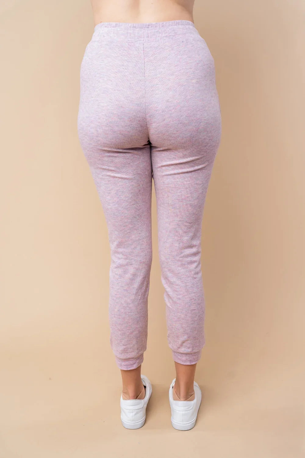 Soft Ribbed Knit Elastic Waist Cozy Lounge Jogger Pants - Tasha Apparel Wholesale