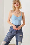 Ribbed Plunging Neckline Ruched Bust Bodysuit - Tasha Apparel Wholesale