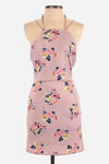 Lavender Floral Square Halter Neck Open Back Mini Dress - Tasha Apparel Wholesale