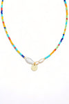 Colorful Bead Pearl Coin Charm Necklace - Tasha Apparel Wholesale