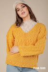 Oversized Casual Multi-Color V-Neck Chunky Knit Sweater