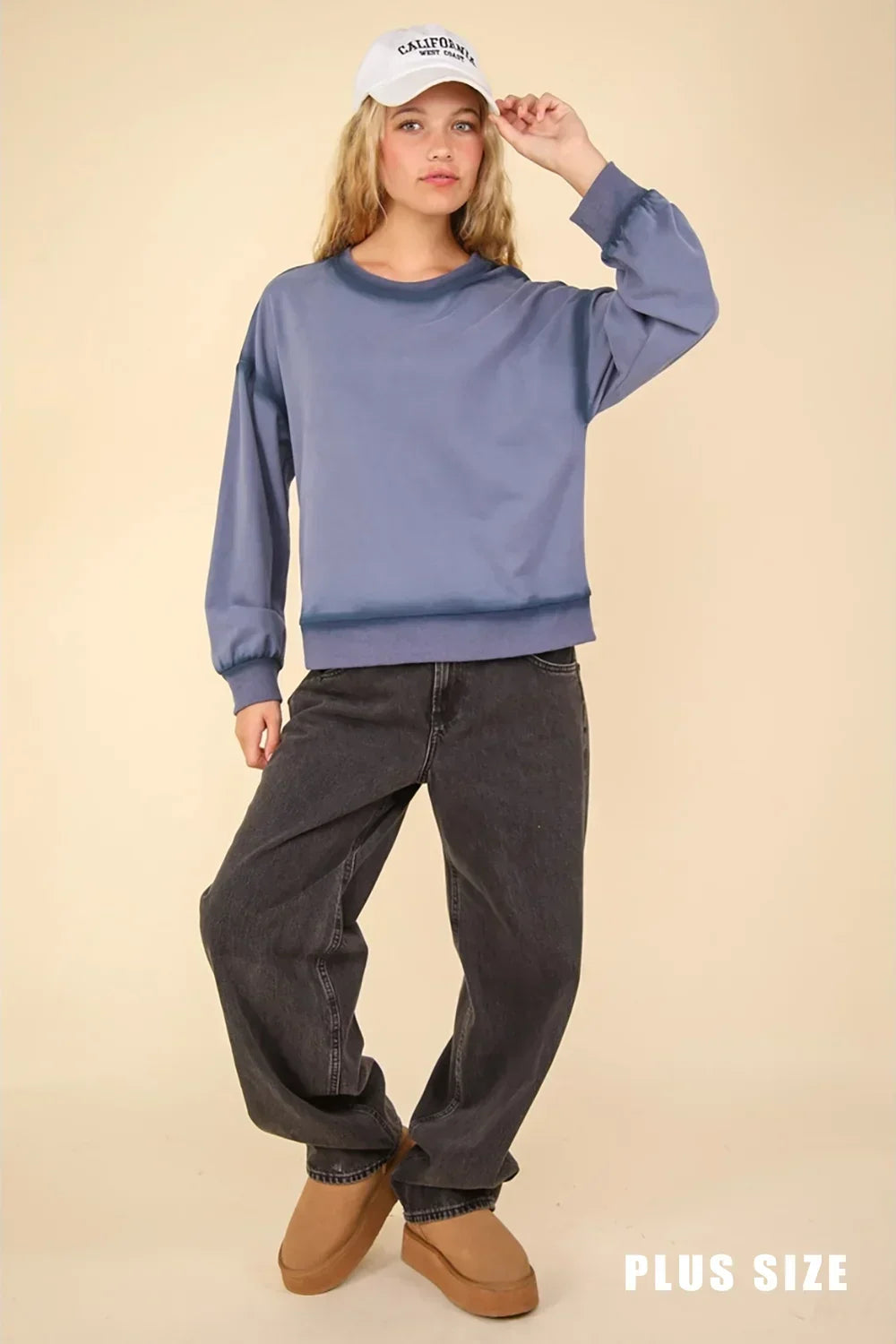 Plus Size Oversized Crewneck Relaxed Fit Casual Loungewear Essential Sweatshirt - Tasha Apparel Wholesale