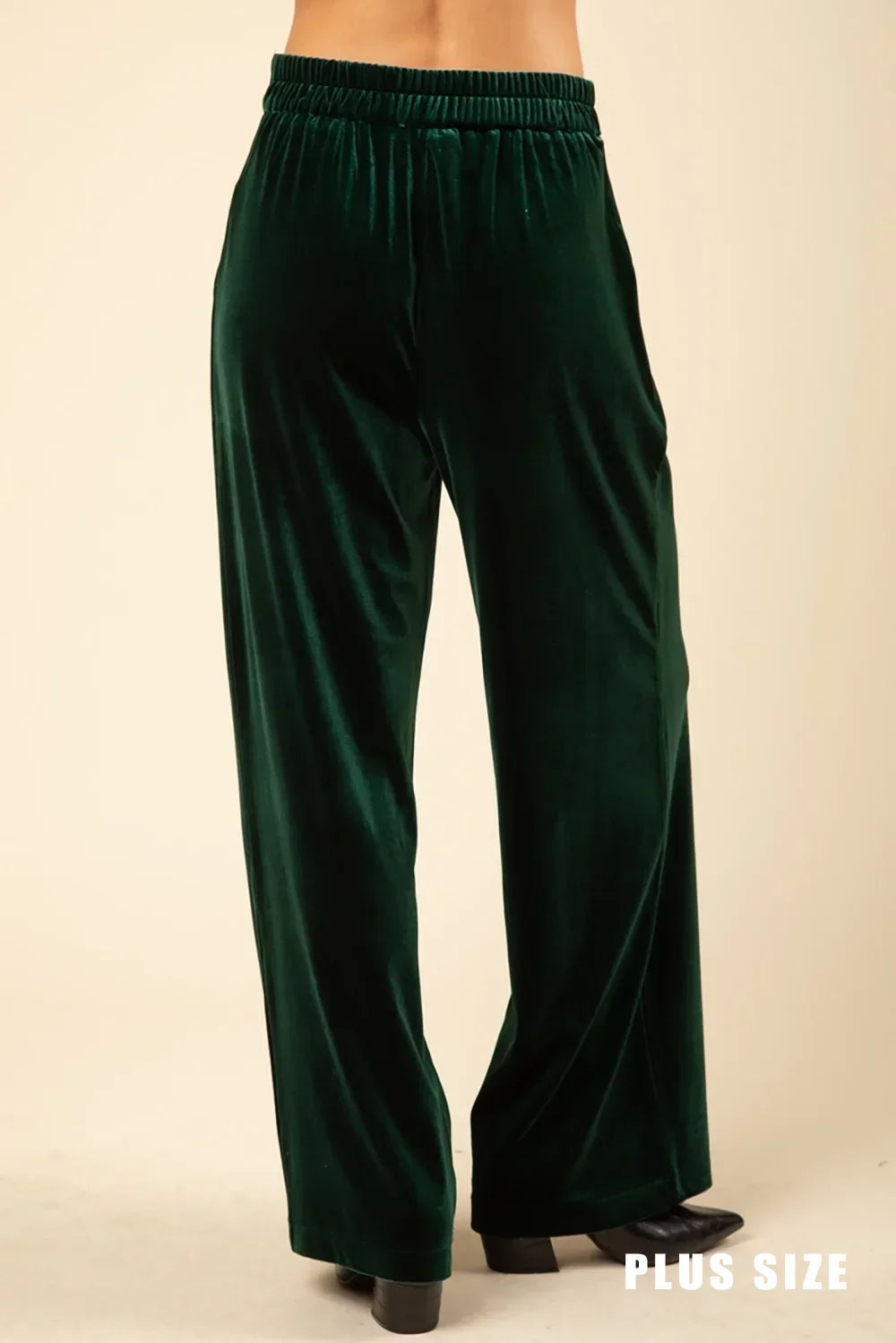 Plus Size Velvet High Waist Holiday Party Wide Pants