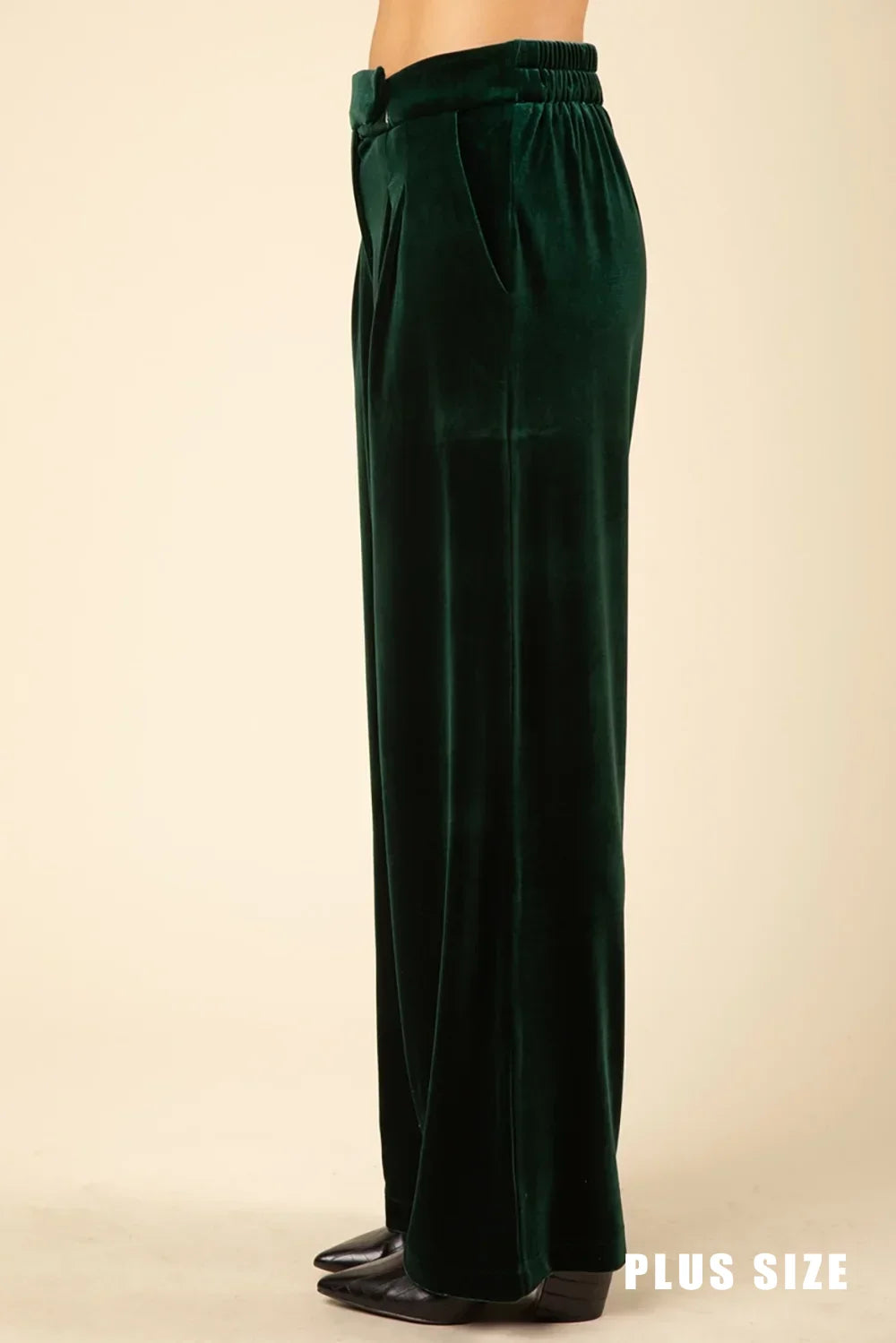 Plus Size Velvet High Waist Holiday Party Wide Pants
