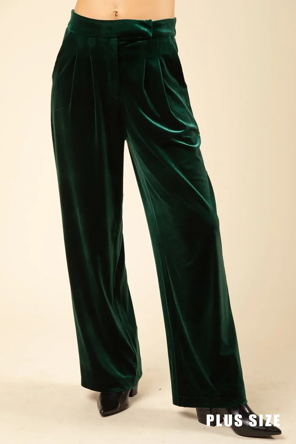 Plus Size Velvet High Waist Holiday Party Wide Pants