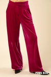 Plus Size Velvet High Waist Holiday Party Wide Pants