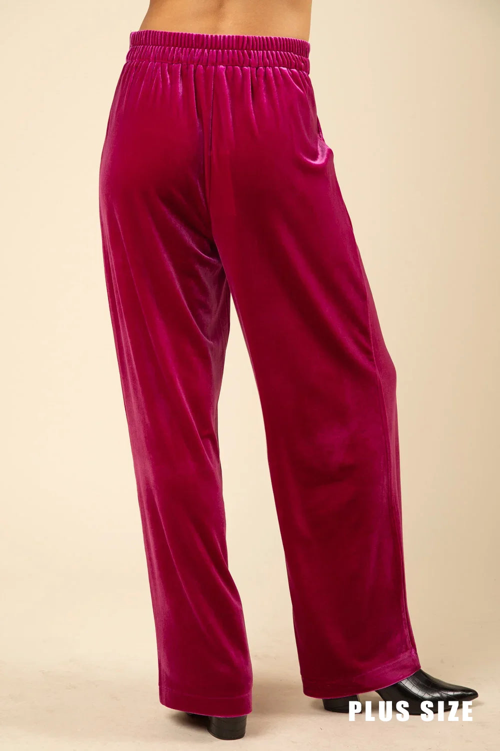 Plus Size Velvet High Waist Holiday Party Wide Pants