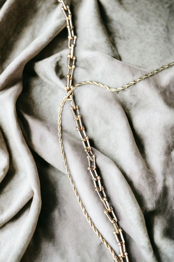 Gold Twisted And U Link Chains Set Necklace - Tasha Apparel