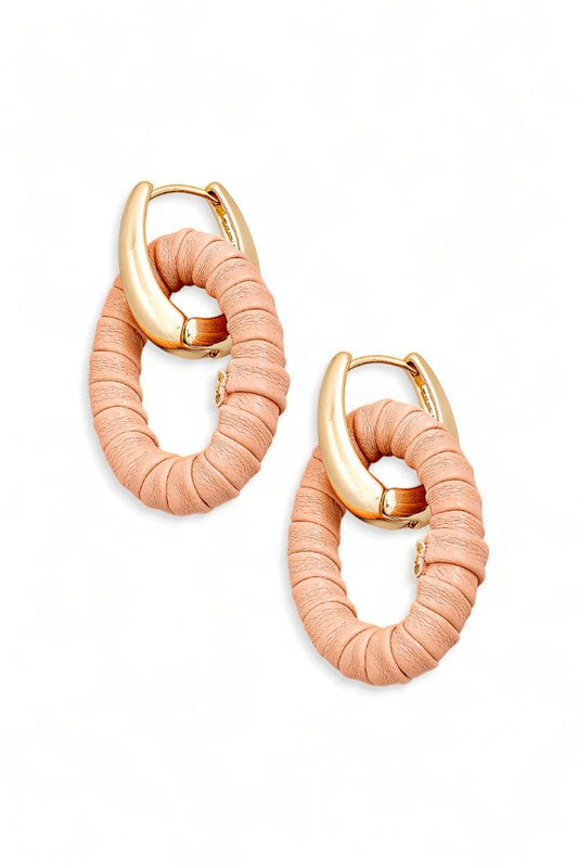 Oval Wrap Cutout Drop Hoop Earrings - Tasha Apparel Wholesale