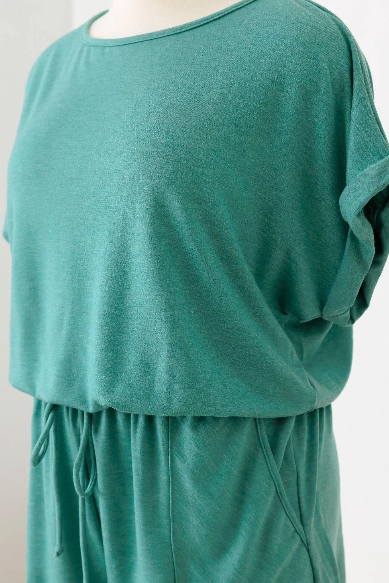 Plus Size Short Sleeve Elastic Waist Front Pocket Romper - Tasha Apparel Wholesale