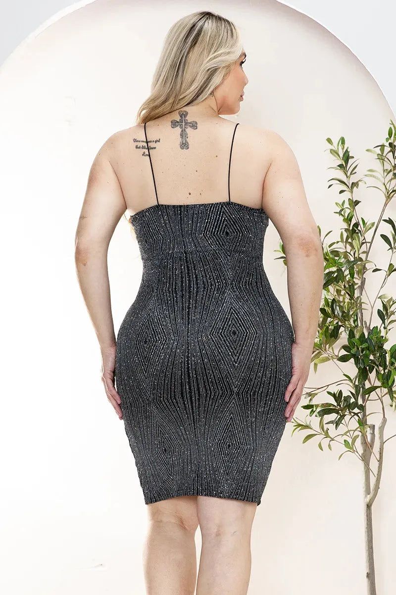 Junior Plus Size Sequin Sleeveless V-Neck Mini Dress Taupe / 1X-2X-3X/1-1-1 Junior Plus Size Sequin Sleeveless V-Neck Mini Dress Taupe / 1X-2X-3X/1-1-1