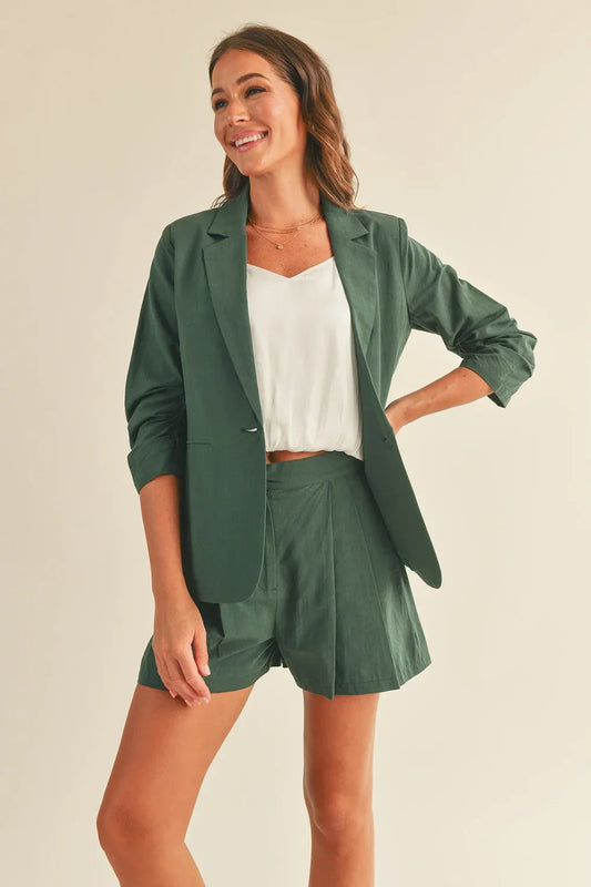 Sage Green Coordinated Blazer & Shorts Set - Tasha Apparel Wholesale