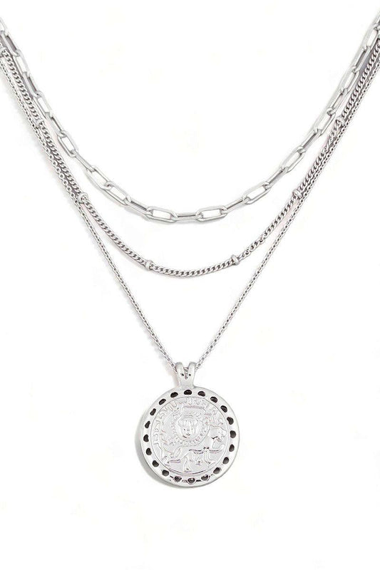 Dainty Layered Chain Tiger Coin Pendant Necklace