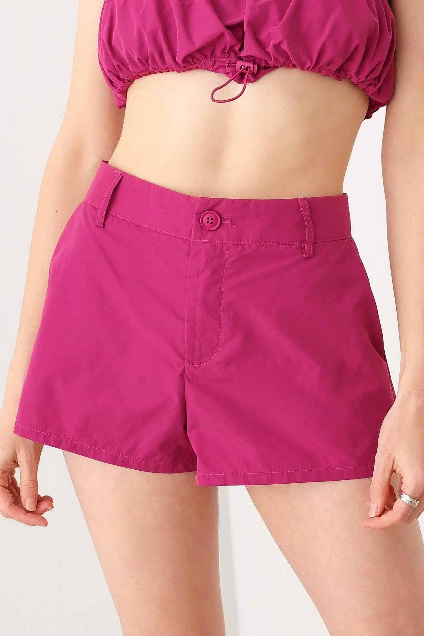 Strapless Front Toggle Drawstring Crop Top & Mid Waist Short Set - Tasha Apparel Wholesale