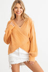 Ribbed Fuzzy Knit Wrap Long Sleeve Sweater Cardigan - Tasha Apparel Wholesale