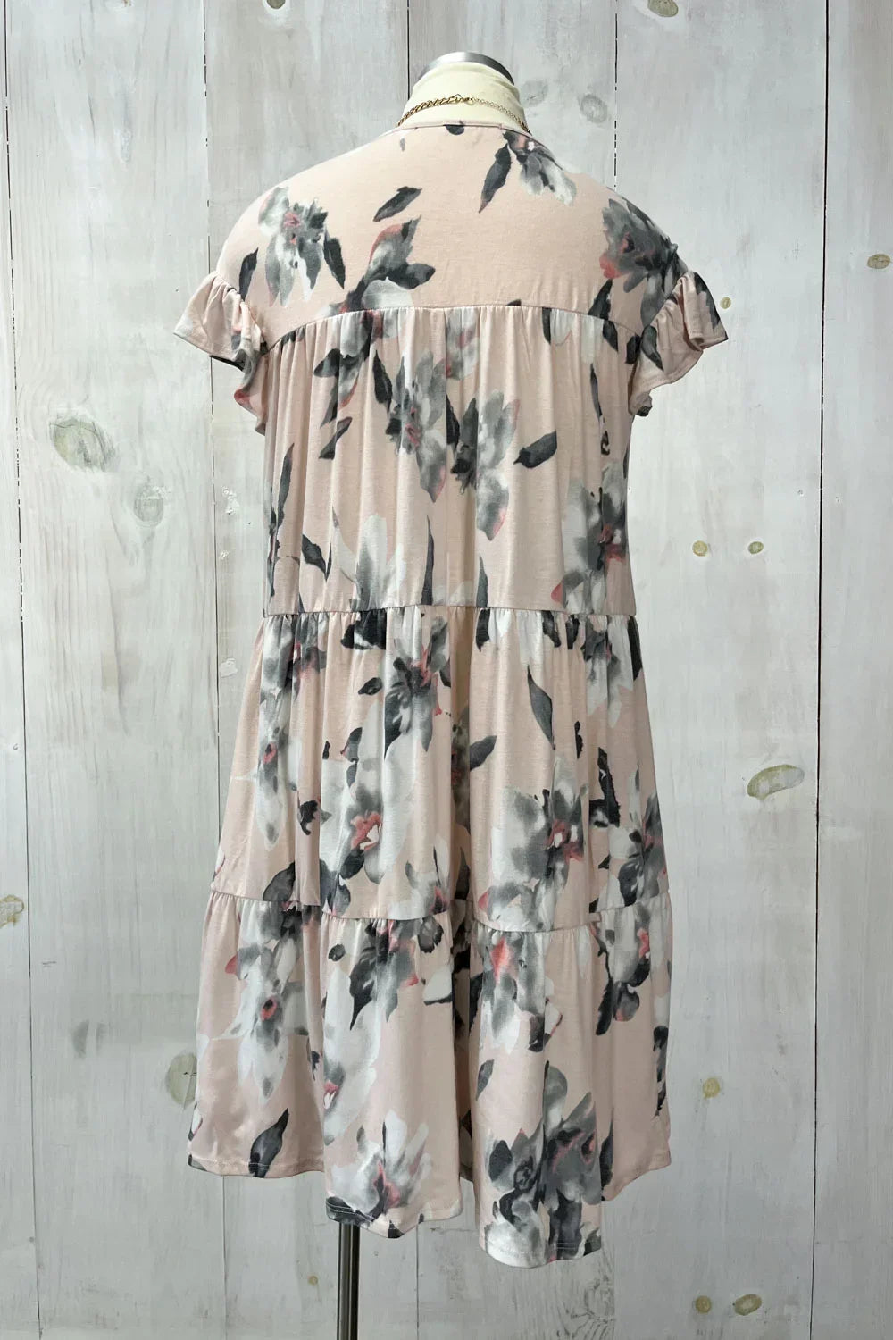 Plus Size Short Sleeve Tiered Ruffle Floral Babydoll Mini Dress