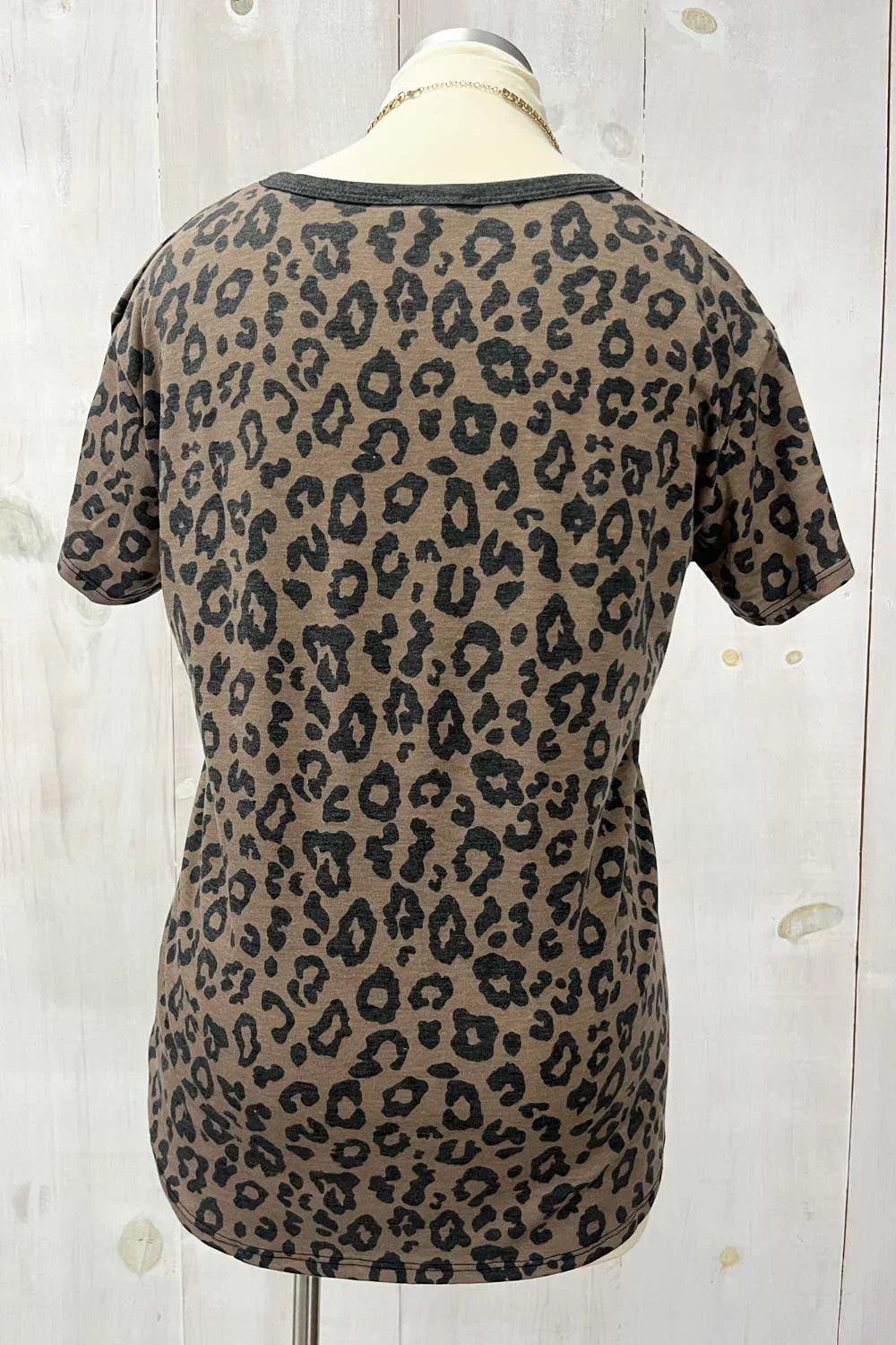 Plus Size Cheetah Print Button Front Relaxed Fit Short Sleeve Casual Top