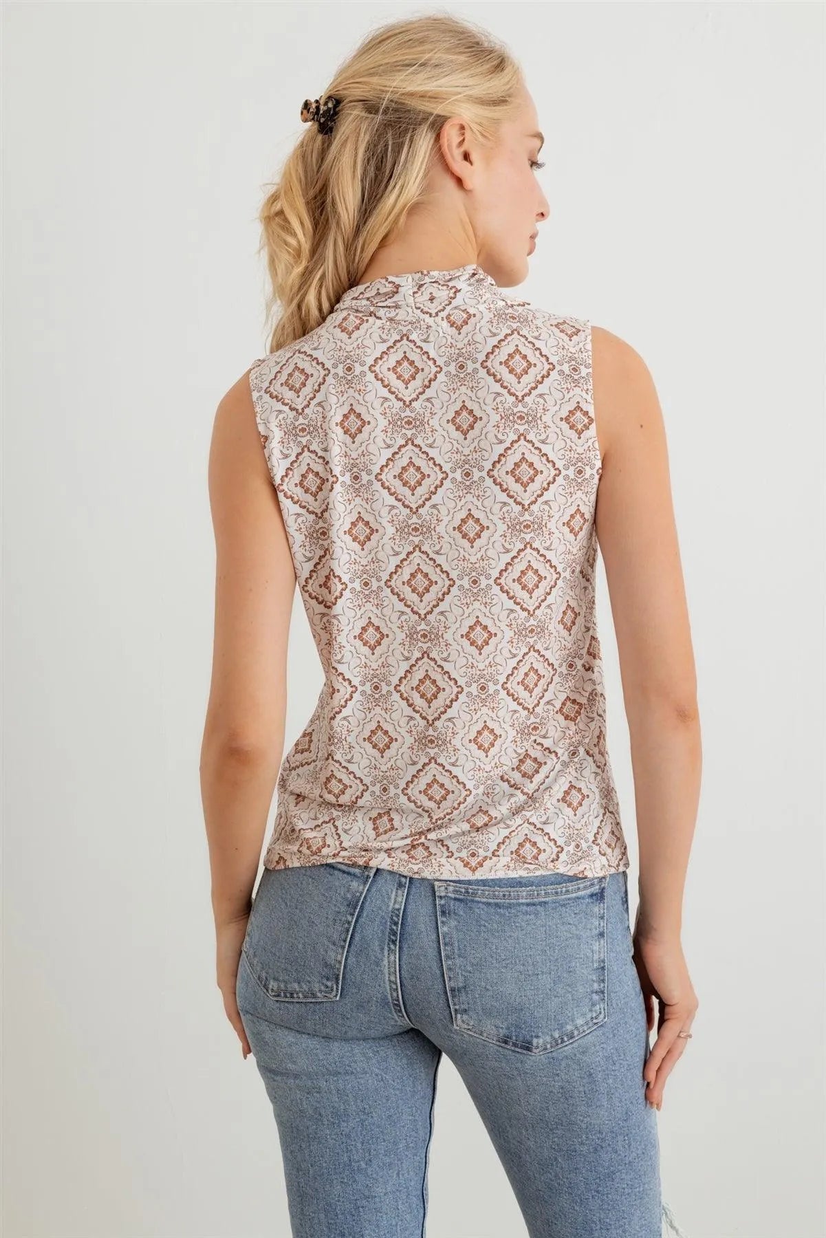 Floral & Paisley V-Neck Sleeveless Tank Top - Tasha Apparel Wholesale