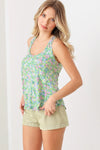 Floral Print Back Single Button Closure Cami Top - Tasha Apparel Wholesale