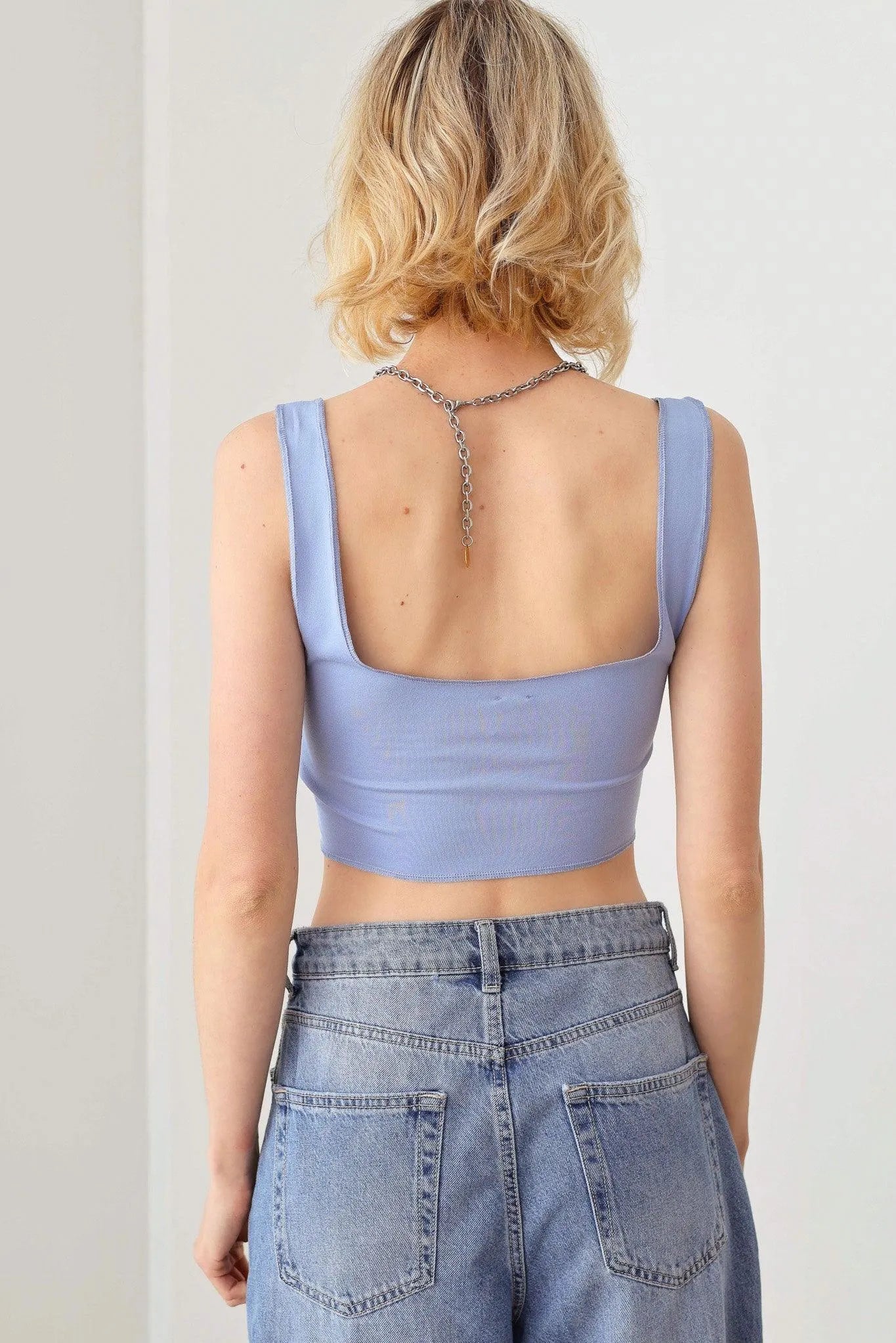 Solid Lace Up Sleeveless Round Neckline Crop Top - Tasha Apparel Wholesale