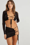 Lace-Up Crop Top & High Waist Mini Skirt Sexy Set - Tasha Apparel Wholesale