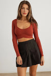 Ribbed Scoop Neck Long Sleeve Crop Top - Tasha Apparel Wholesale