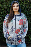 Women & Plus Size Floral Print Hooded Zip-Up Sweatshirt - Tasha Apparel Wholesale