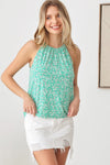 Boho Style Floral Print Sleeveless Cut Flowy Silhouette Top - Tasha Apparel Wholesale