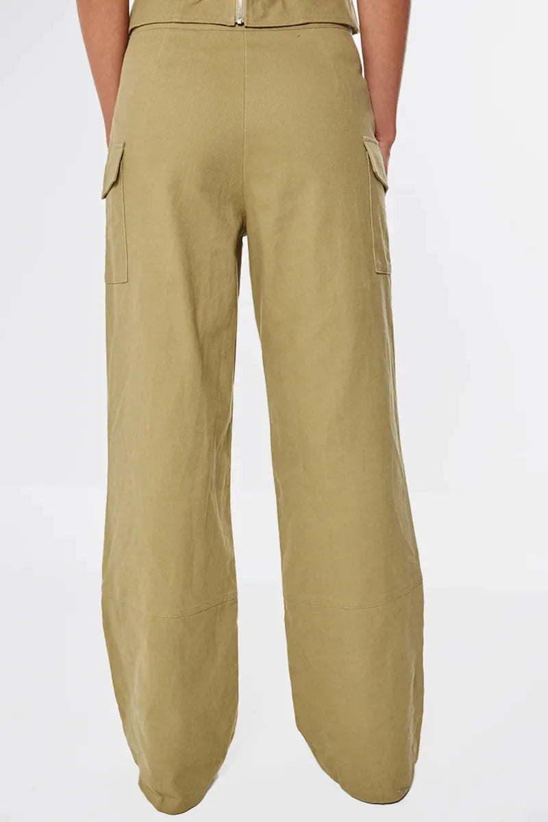 Cotton Bow Detail Wide Leg Cargo Pants - Tasha Apparel Wholesale