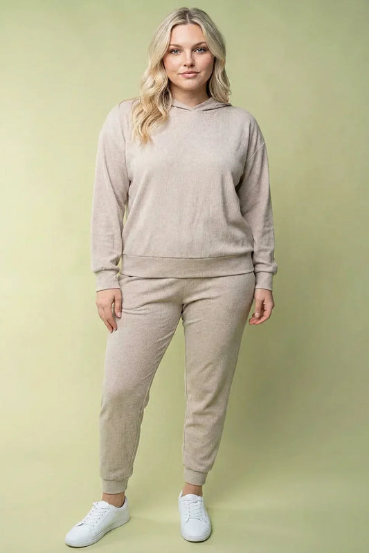Plus Size Ribbed Knit Tapered with Back Pocket Elastic Waistband Joggers Pants - Tasha Apparel Wholesale