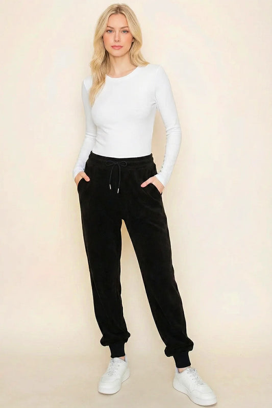 Cozy Fleece Drawstring Comfortable Loungewear Jogger Sweatpants