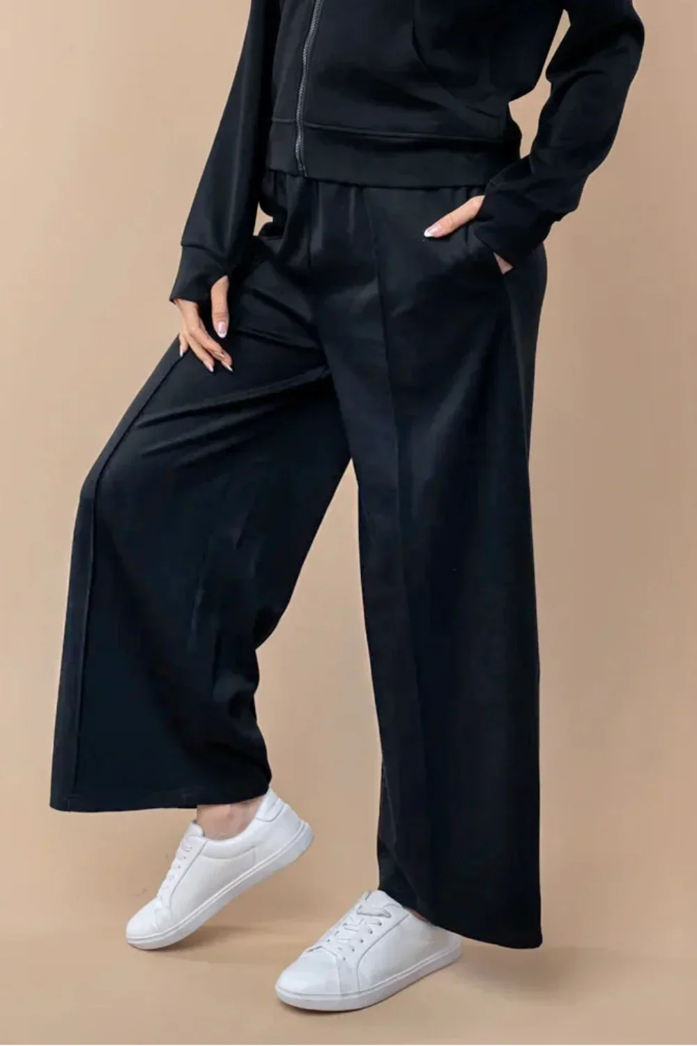 Soft Wide Leg Elastic Waist Comfortable Casual Lounge Pants - Tasha Apparel Wholesale