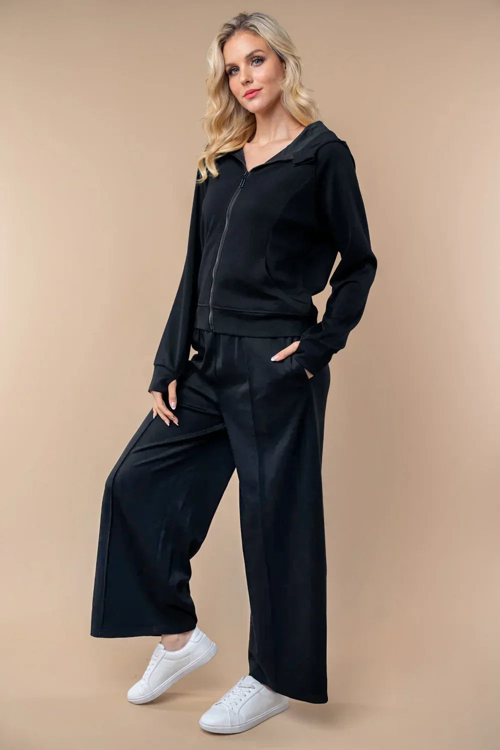 Soft Wide Leg Elastic Waist Comfortable Casual Lounge Pants - Tasha Apparel Wholesale