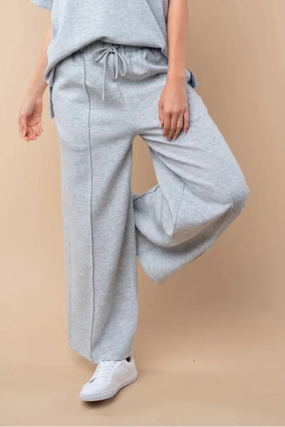 Soft Wide Leg Elastic Waist Comfortable Casual Lounge Pants - Tasha Apparel Wholesale
