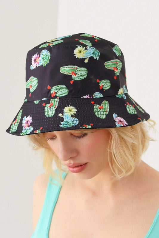 Cactus Print Double-Side-Wear Reversible Bucket Hat - Tasha Apparel Wholesale
