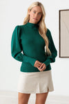 Ribbed Mock Neck Long Balloon Sleeve Sweater - Tasha Apparel Wholesale