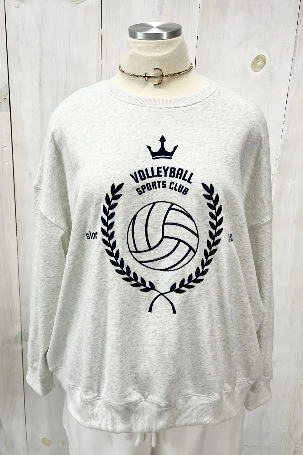 Plus Size "Volleyball Sports Club" Vintage Athletic Graphic Pullover Sweatshirt