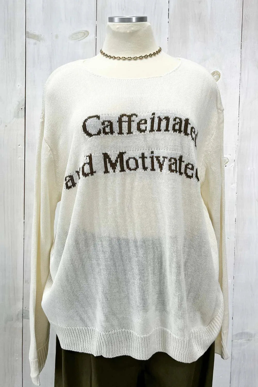 Plus Size "Caffeinated and Motivated" Knit Pullover Sweater