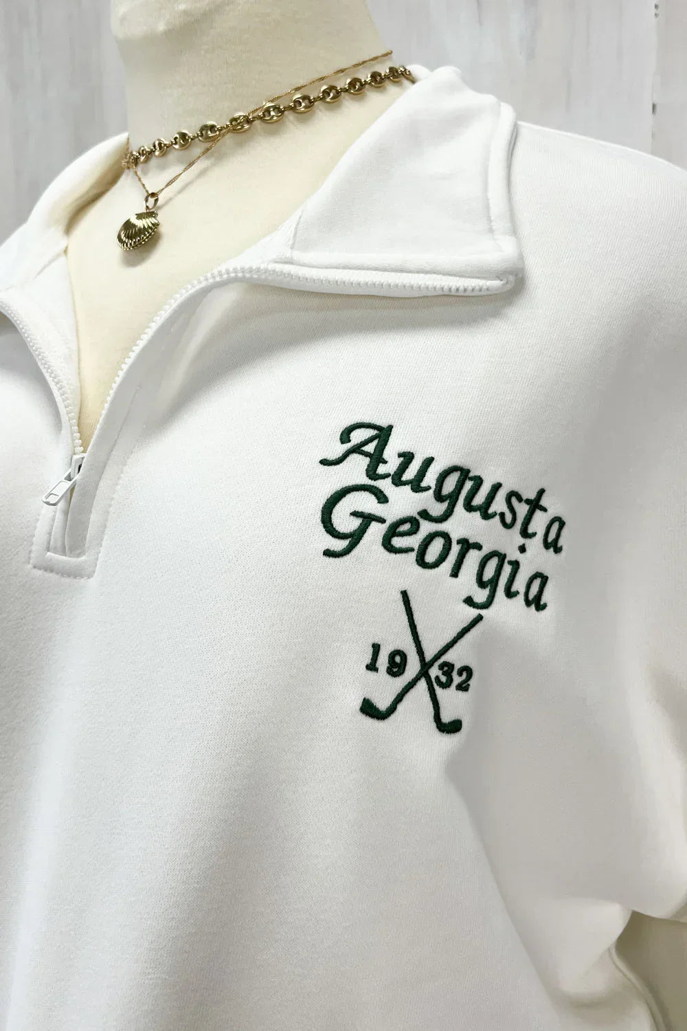 Plus Size "Augusta Georgia Golf Club" Quarter Zip Cotton Pullover Sweatshirt