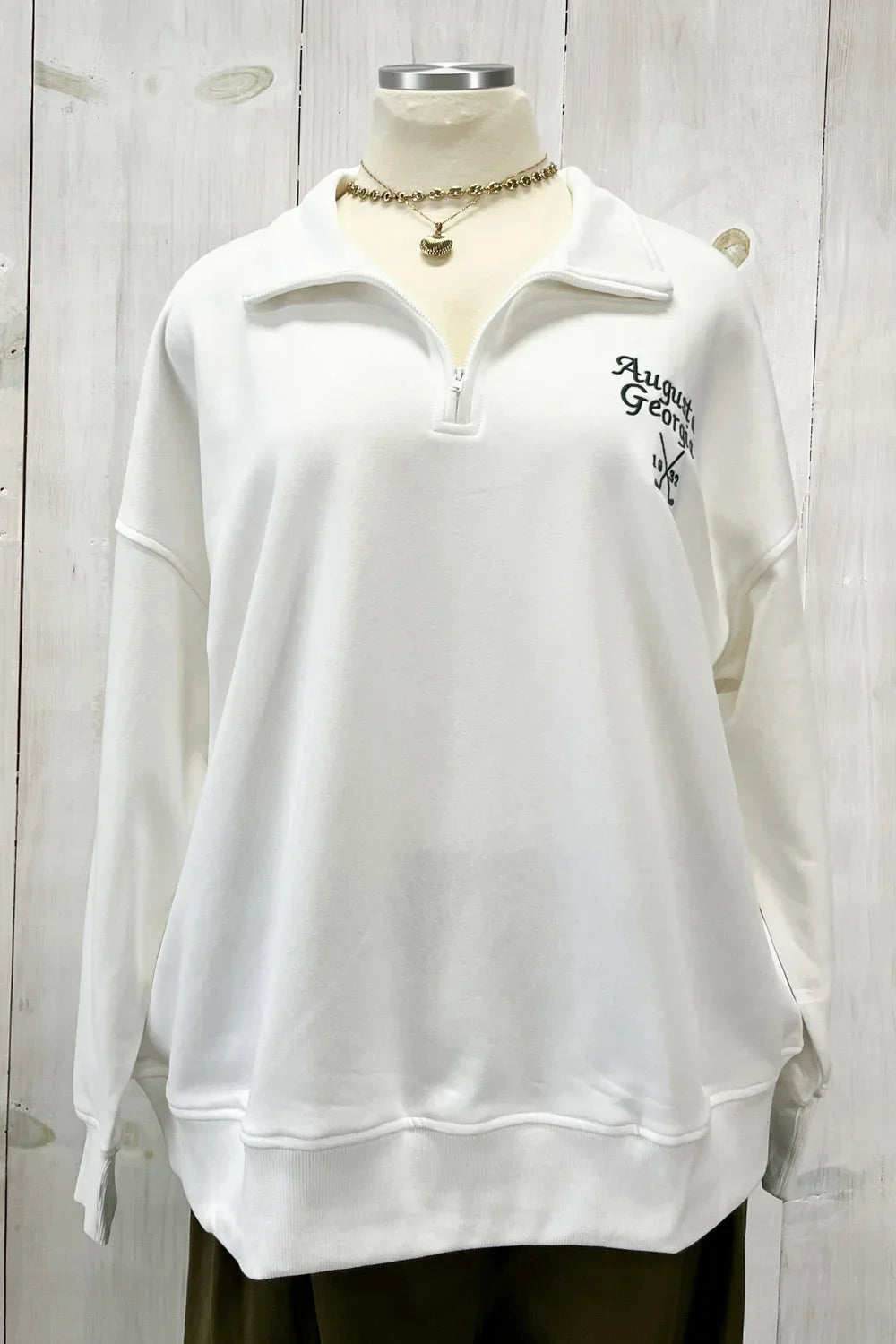 Plus Size "Augusta Georgia Golf Club" Quarter Zip Cotton Pullover Sweatshirt