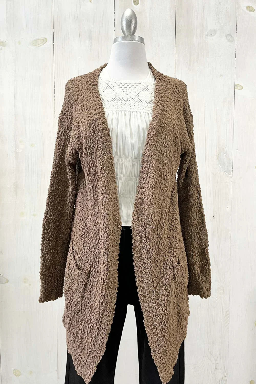 Trendy Popcorn Knit Open Front Cozy Lightweight Oversized Cardigan Sweater