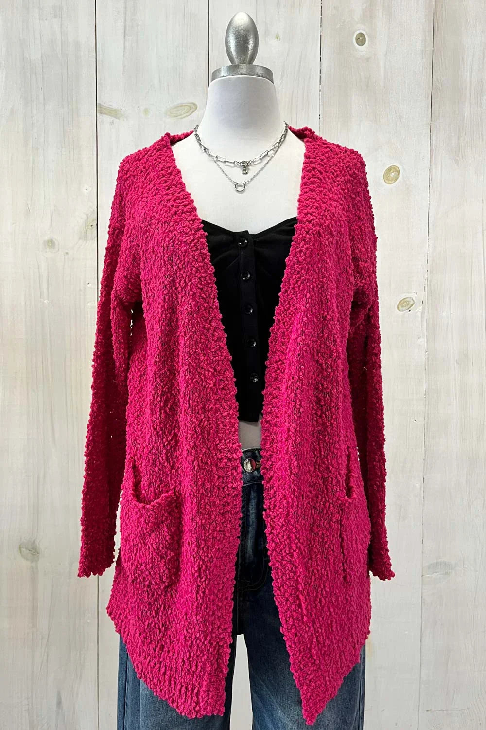 Trendy Popcorn Knit Open Front Cozy Lightweight Oversized Cardigan Sweater