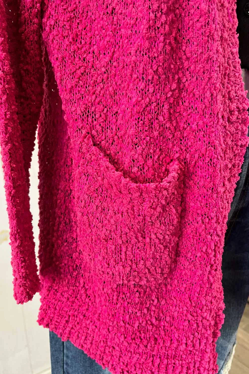 Trendy Popcorn Knit Open Front Cozy Lightweight Oversized Cardigan Sweater