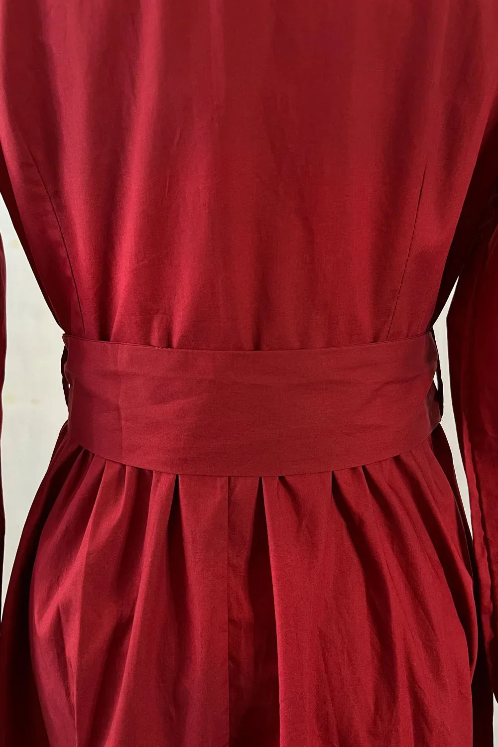 Button Down with Tie Belt Long Sleeve 100% Cotton Maxi Shirt Dress