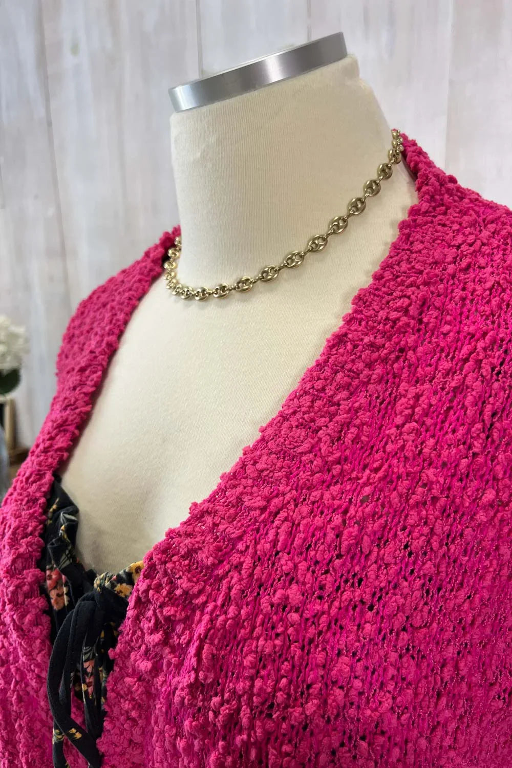 Plus Size Long Sleeve Popcorn Pattern Lightweight Open Cardigan