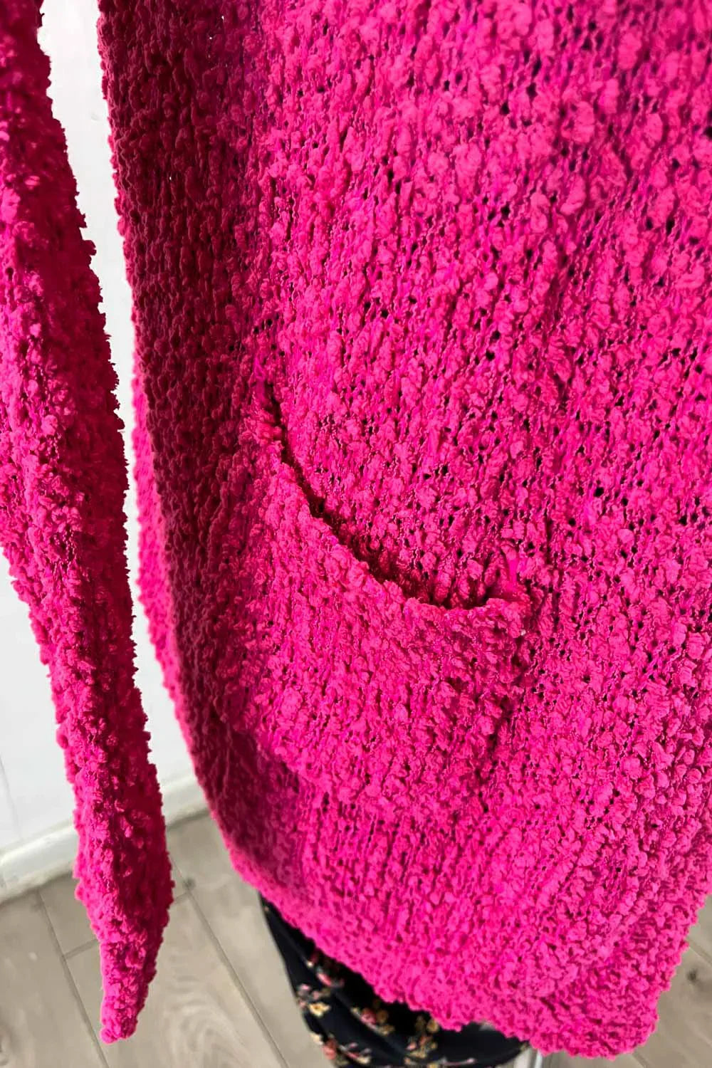 Plus Size Long Sleeve Popcorn Pattern Lightweight Open Cardigan