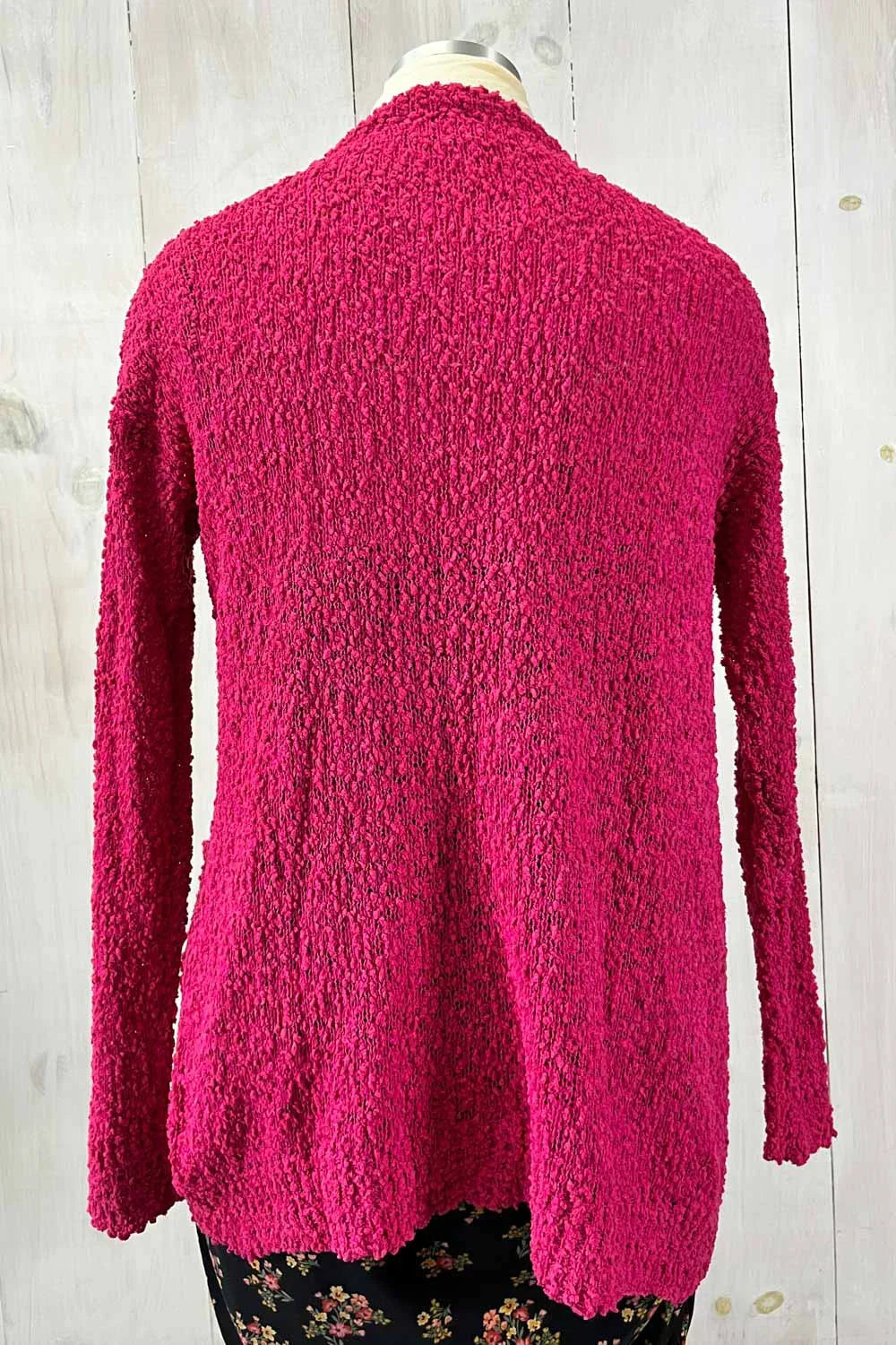 Plus Size Long Sleeve Popcorn Pattern Lightweight Open Cardigan